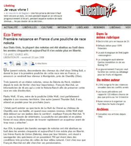 liberation Article du journal Libération annonçant la naissance de la première pouliche Nokota en France