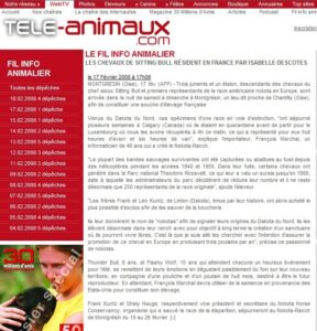 tele-animaux.com Les chevaux de Sitting Bull résident en France par Isabelle Descotes, article de Tele-animaux.com